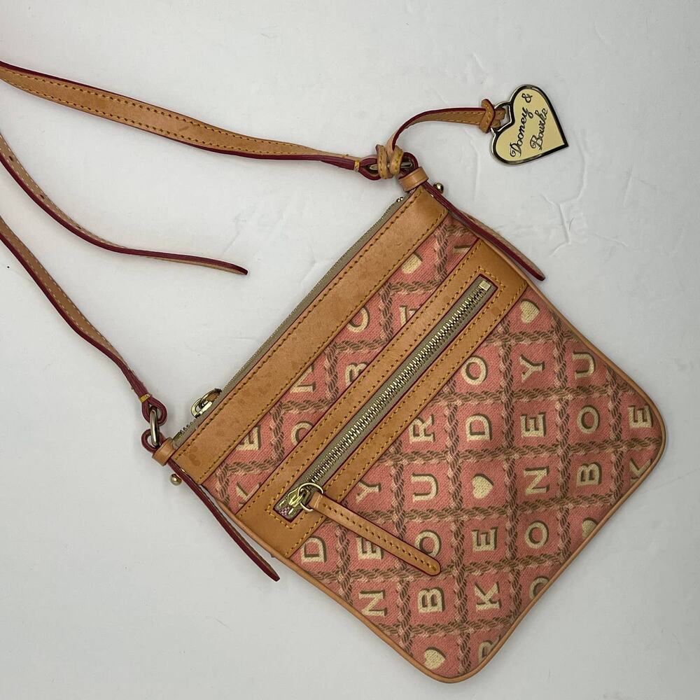 Dooney & Bourke‎ Women's Leather Pink Tan Heart Valentines Crossbody Bag